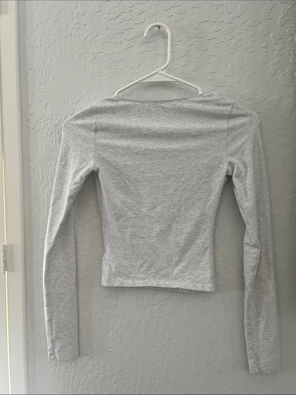 Women's Square Neck Long Sleeve Top - Light Gray from the Garage. - Picture 4 of 5